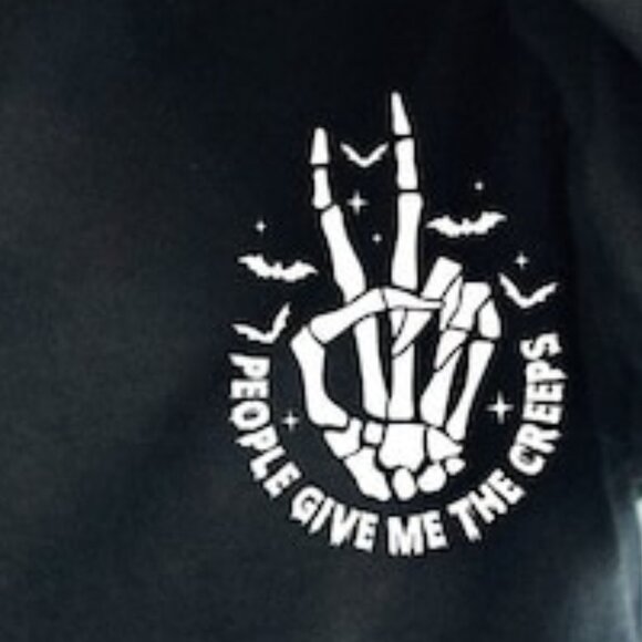 People Give Me The Creeps Sweatshirt, Skeleton Hands Witch Vibes Spooky Season - Picture 2 of 5